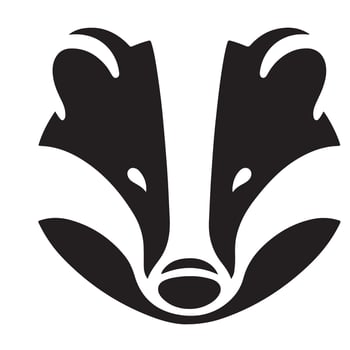 Stylized Black and White Badger Head Animal Face Silhouette Design vector