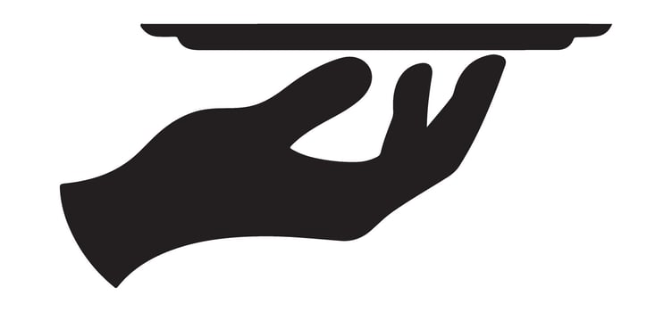 Hand Holding a Serving Tray Silhouette Ready for Professional Service vector