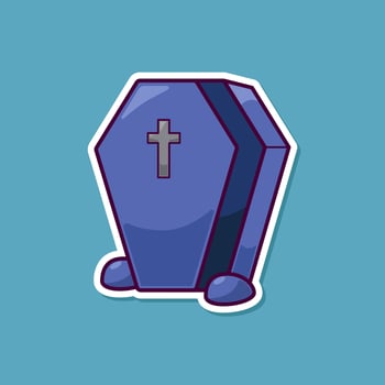 Cartoon Coffin Cane , halloween Element, festival for poster or sticker vector
