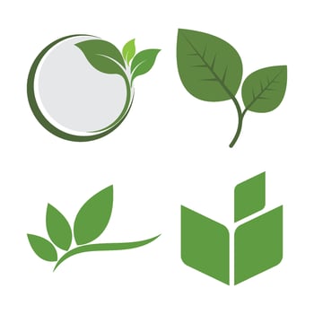 Green leaf ecology nature set vector