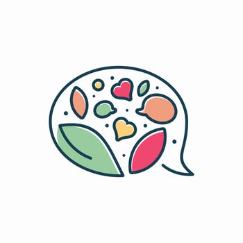 logo illustration combination of chat bubbles and leaves vector