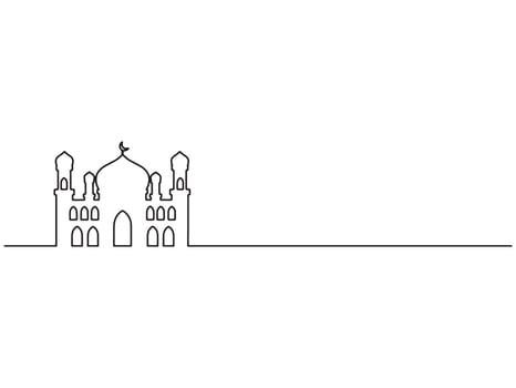 Hand drawn Mosque Line Art illustration vector