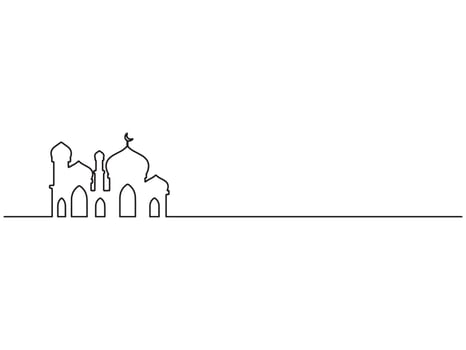 Hand drawn Islamic Mosque Line Art vector