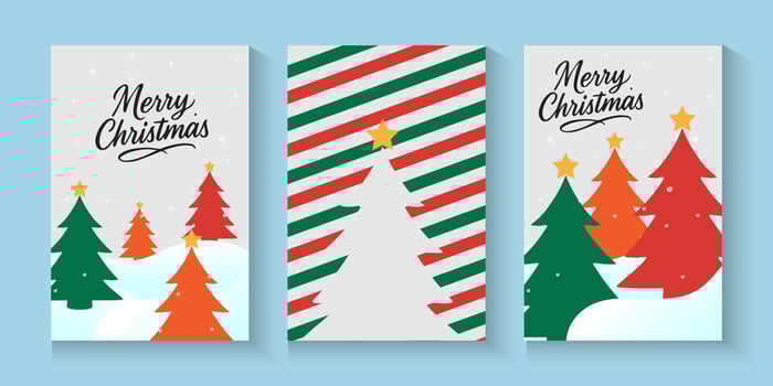 set of christmas poster or banners with trees and snow vector