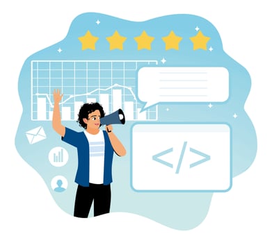 Marketing services focusing on user feedback and ratings. vector