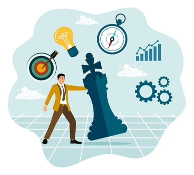 Entrepreneurs with business strategies to achieve targets. vector