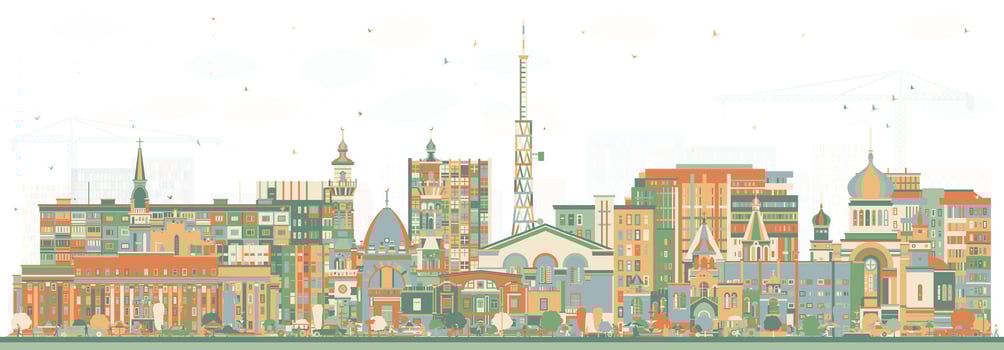 Illustration of a colorful city skyline vector