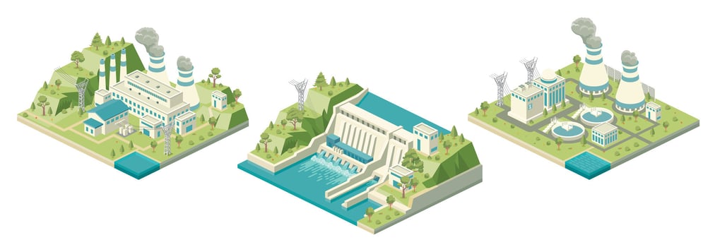 Illustration of different power plants vector