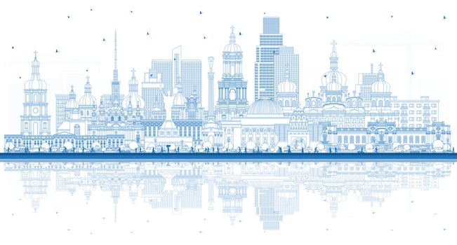Skyline illustration featuring modern architecture vector