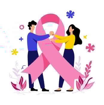 Couple supporting cancer awareness symbol vector