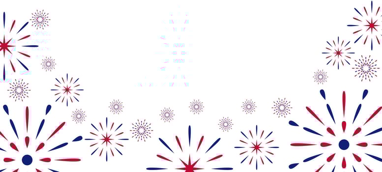fireworks background with red, white and blue stars vector