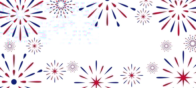 american color fireworks background with red, white and blue stars vector