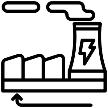 Geothermal Plant Outline icon, Black And White Outline Icon . vector