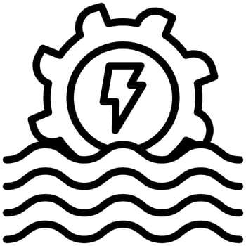 Water Turbine Outline icon, Black And White Outline Icon . vector