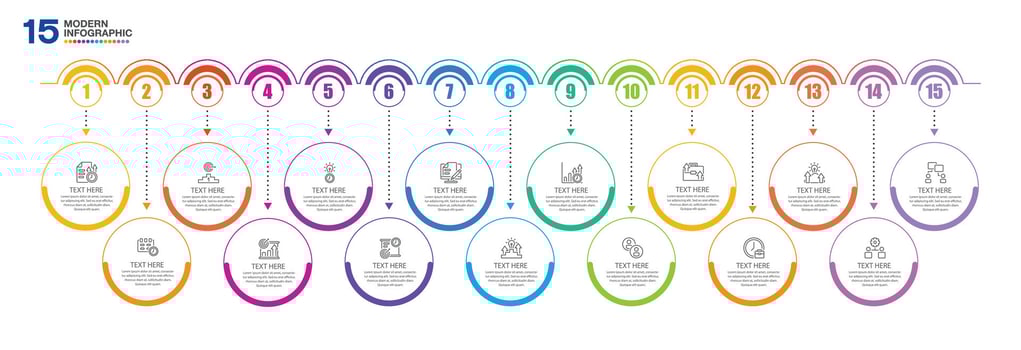 Infographic design with icons and 15 options or steps. Infographics business concept. vector