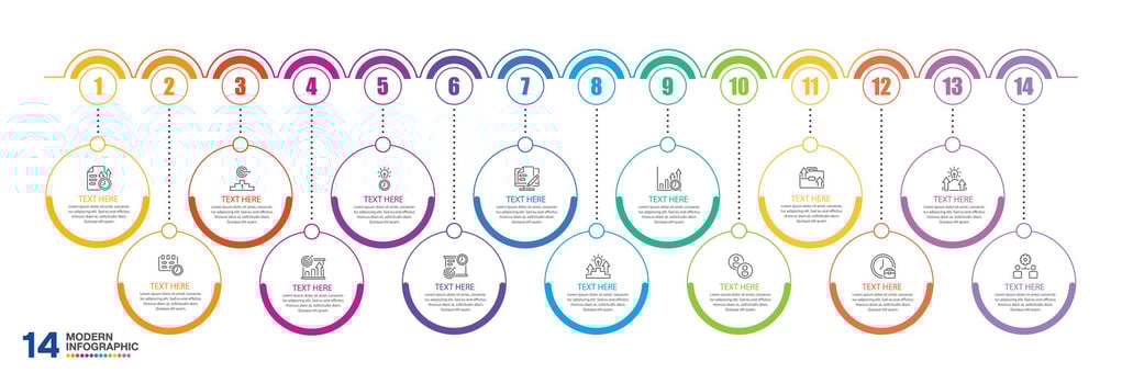 Infographic design with icons and 14 options or steps. Infographics business concept. vector