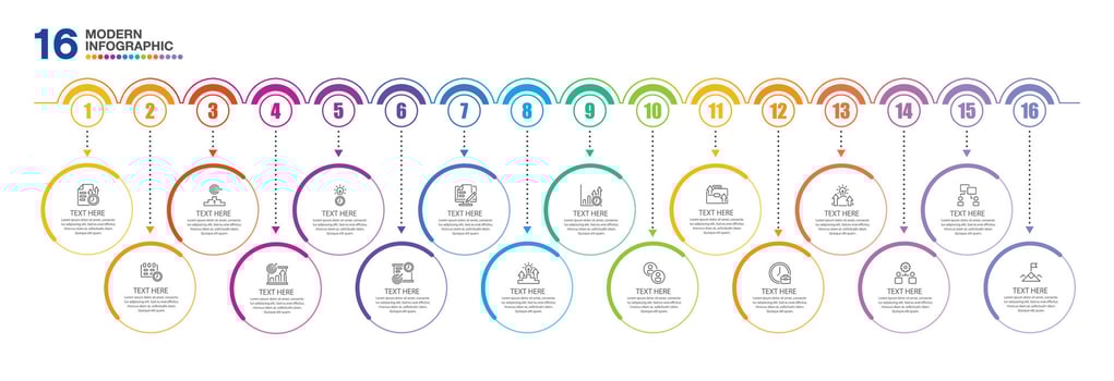 Infographic design with icons and 16 options or steps. Infographics business concept. vector
