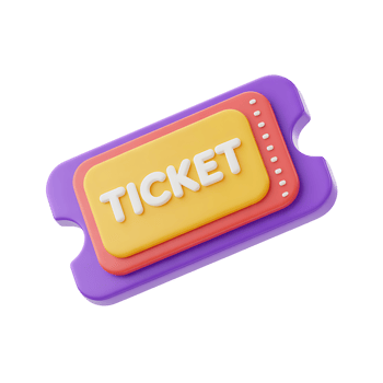 3d render of a colorful ticket on transparent background, with word ticket png