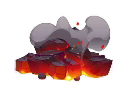 Cartoon fireplace charcoal, fire flames ember coal vector