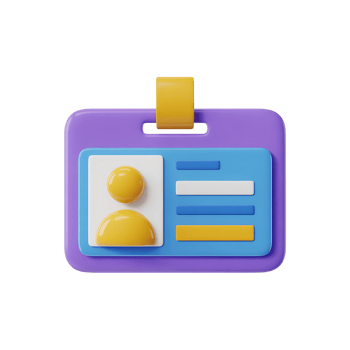 3d stylized employee id card badge with person icon on transparent background png