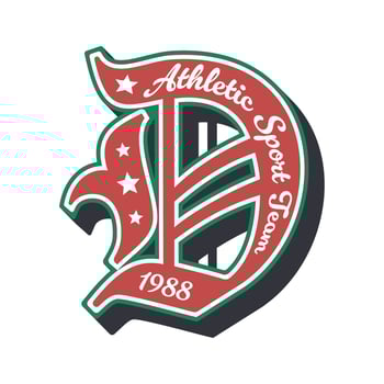 Varsity sport patch, team league label, letter D vector
