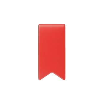 Red bookmark illustration, 3d render of book page marker, on transparent background png