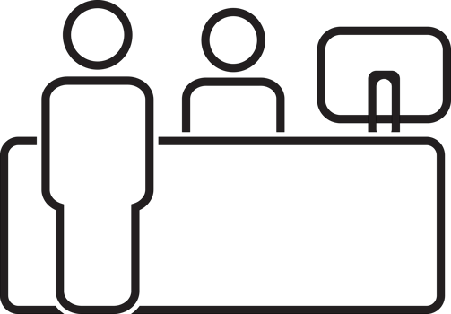 Customer service desk outline icon. Reception symbol for graphic design, logo, web site, social media, mobile app, ui png