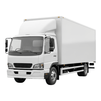 White box truck isolated on transparent background png