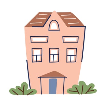Illustrated house with bushes vector