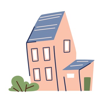 Small House with Green Bush in the Yard and Porch Illustration vector
