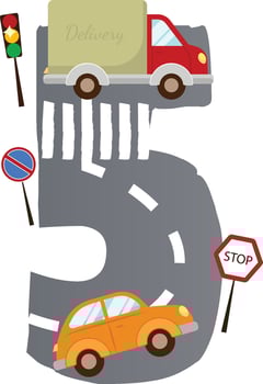 Five Number With Road And Cars For Children vector