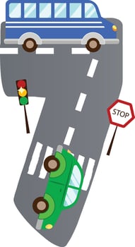 Seven Number With Road And Cars For Children vector
