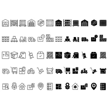 Warehouse icon set. storage illustration sign collection. store symbol. storehouse logo. depot icons. vector