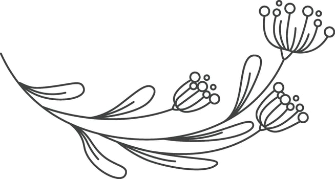 Flowers Branch Outline Flat Illustration Icon vector