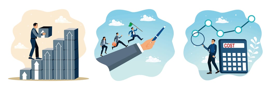 Business growth and cost analysis illustration vector