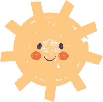 Childish Drawing Sun Character Illustration vector