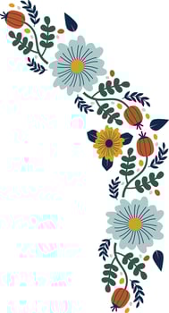 Hand Drawn Floral Rounded Frame vector
