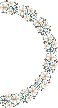 Hand Drawn Floral Rounded Frame Illustration vector