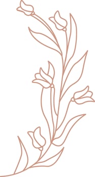 Lined Flowers Branch Flat Illustration Hand Drawn Icon vector