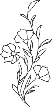 Lined Flowers Leaves Branch vector