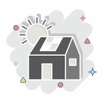 Icon Solar House. related to Green House symbol. comic style. design editable vector
