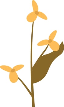 Wild Flower On Stem Flat Illustration Hand Drawn Icon vector