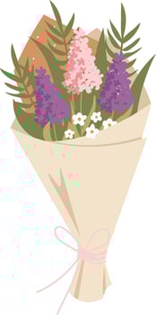 Bouquet Of Wildflowers In Craft Paper vector