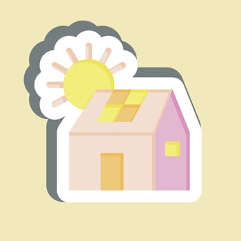 Sticker Solar House. related to Green House symbol. design editable vector
