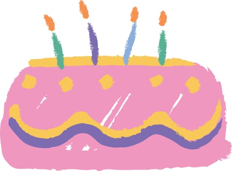 Birthday Cake Crayon Hand Drawn vector