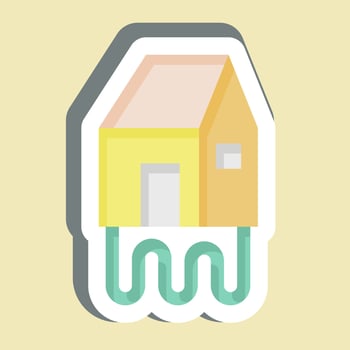 Sticker Geothermal House. related to Green House symbol. design editable vector