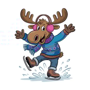 a cartoon moose wearing a sweater and earphones vector
