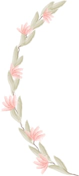 Watercolor Floral Branch Rounded Frame vector