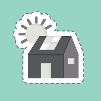 Sticker line cut Solar House. related to Green House symbol. design editable vector