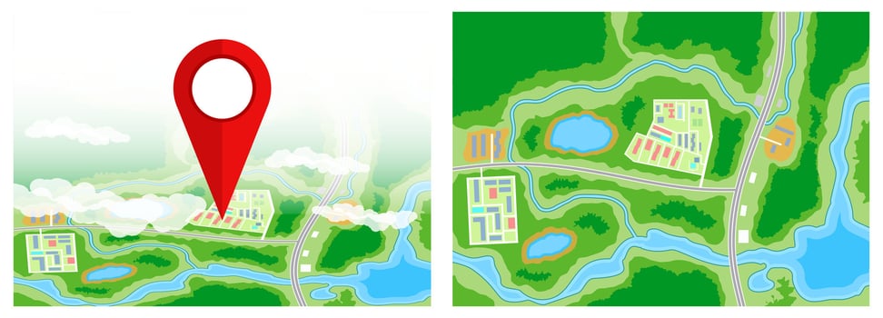 Map illustration with location pin vector